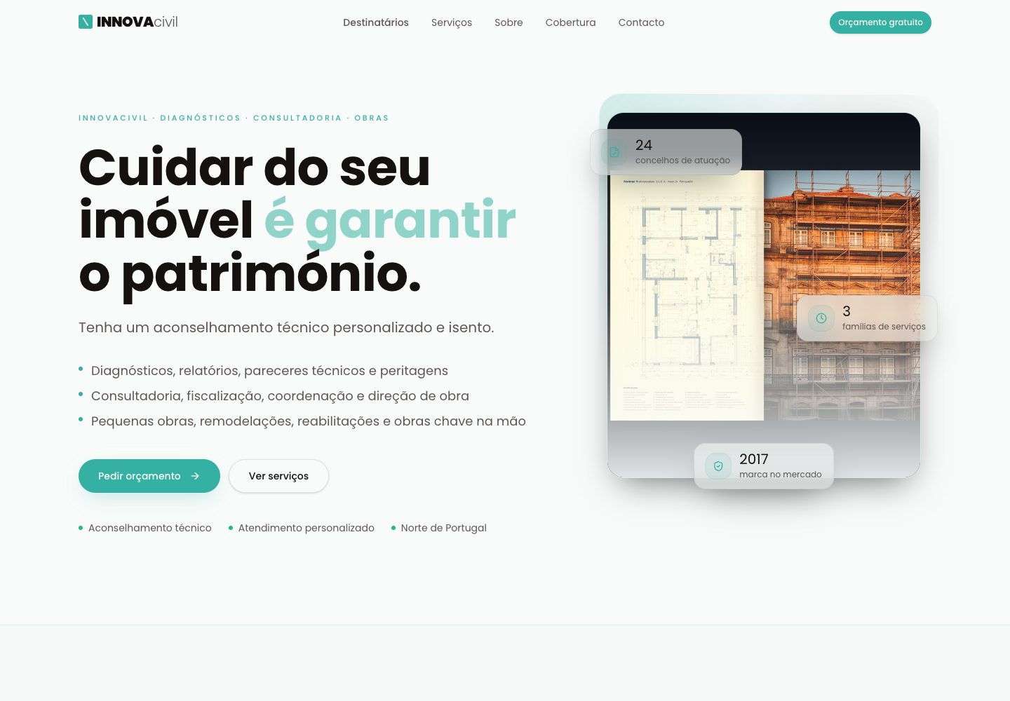 Screenshot do website INNOVAcivil